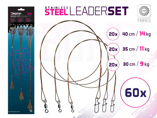 Set oceľ. laniek BOMB! S obr. a karab. / 49 vlákien