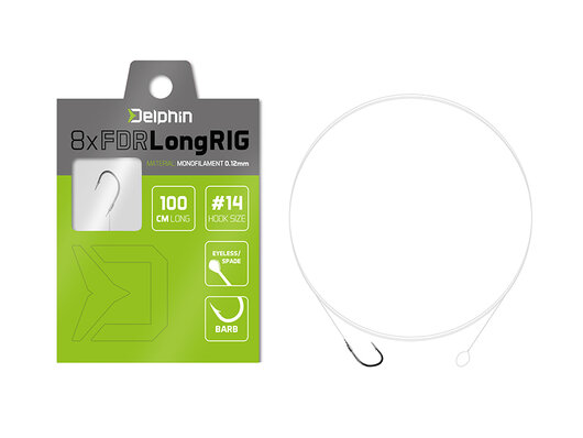 Nadväzec Delphin FDR LongRIG / 8ks | 100cm / 0,12mm / BARB #14