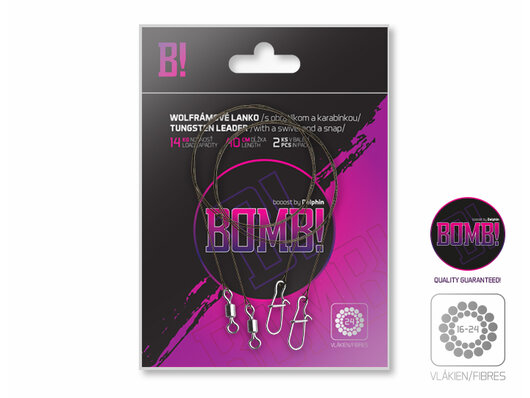 Wolfrámové lanko BOMB! S obratl. a karabínkou