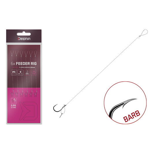 Nadväzec Delphin FLR D-rig / 6ks ‎| 8cm/0,22mm/BARB #8/Sting7mm