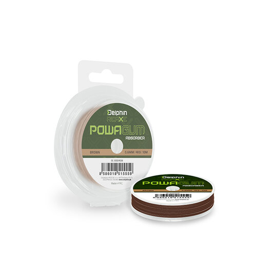 Delphin REAXE PowaGUM Absorber Hnedá | 0.6mm/4kg/10m