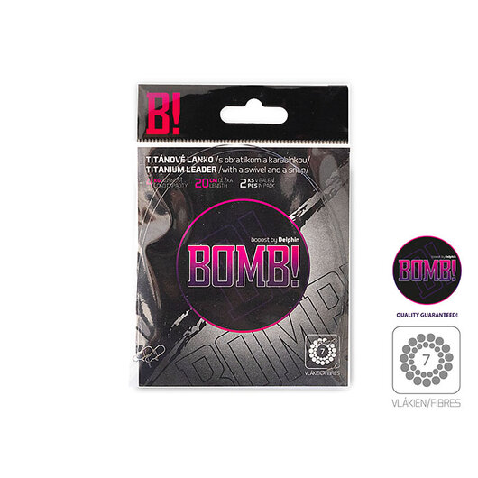 Titánové lanko 1x7 BOMB! s obratl. a karab. | 2ks/20cm/4kg