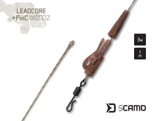 Bas de ligne Delphin sCAMO Leadcore + PinC WOODZ / 3 pcs | 1m