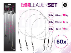 Lot des fils fluorocarbon BOMB! Avec émerillon et agrafe | 60ks/30,35,45cm/9,13,18kg